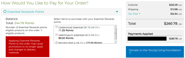 It sure would be helpful to be able to pay for this Quick Order with Essential Rewards Points!