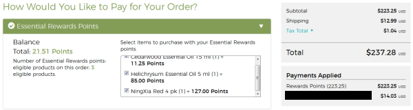 Paying for Quick Order using Essential Rewards Points provides a great savings!