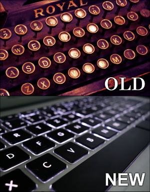 Old typewriter vs. New computer keyboard. The old versus new paradigms.
