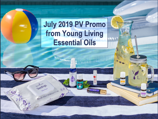 During the July 2019 promotion from Young Living Essential Oils, get the following items for free with your qualifying order: Valor Roll-On, Lemon Vitality EO, Lavender Vitality EO, Mason jar mug with stainless steel straw featuring Young Living branding, Young Living Seedlings Wipes, Peppermint EO, Bonus Essential Rewards: LavaDerm Cooling Mist, Bonus Essential Rewards: Grapefruit Lip Balm.
